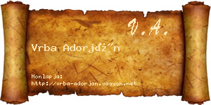 Vrba Adorján névjegykártya